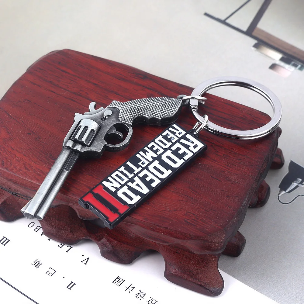 Game Red Dead Redemption 2 Keychain Pendant RDR2 Arthur Morgan Revolver Keyring Fans Gift Cosplay Men Women Backpack Jewelry