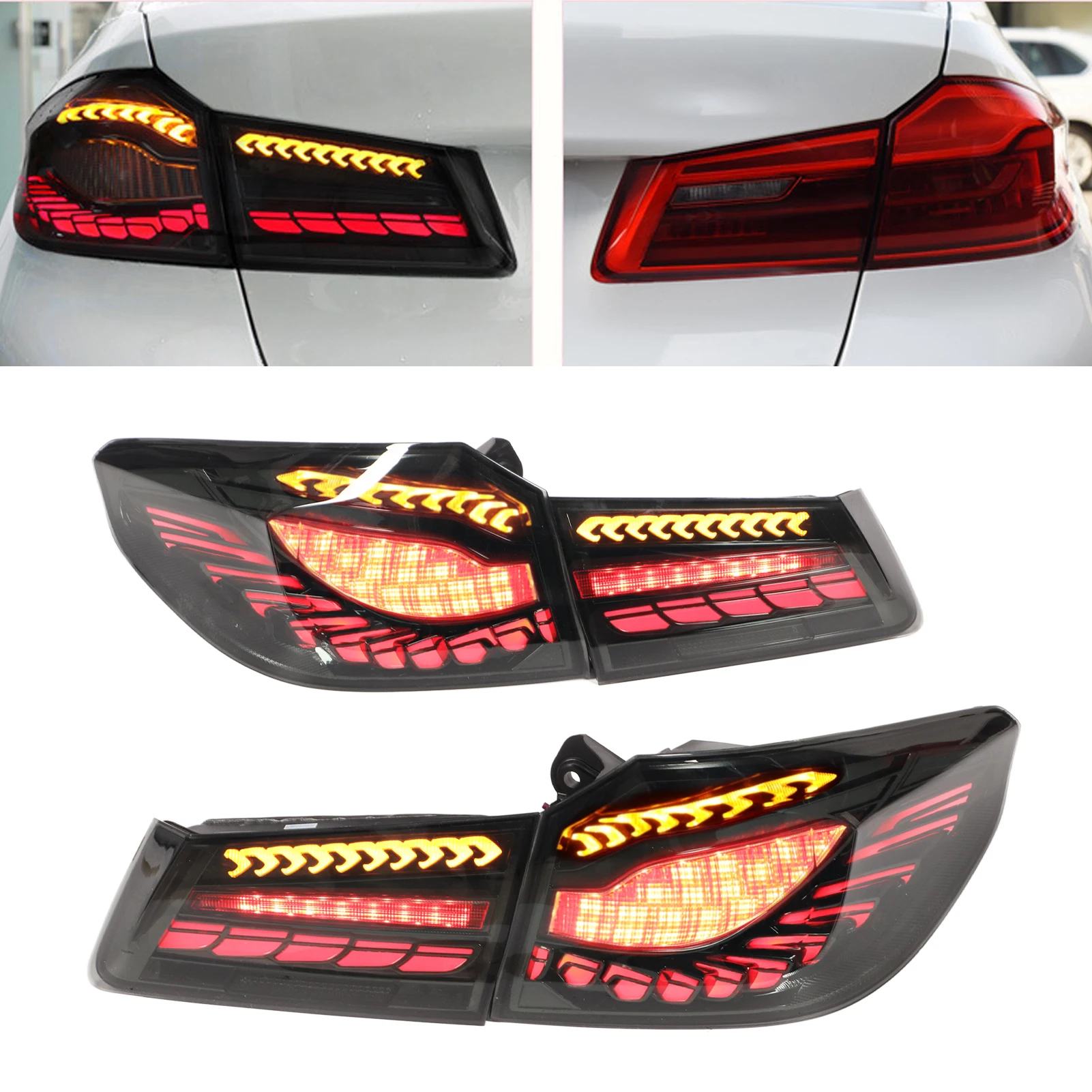 For BMW 5 Series G30 G38 520i 530i 525i 528i M5 2018‑2020 1 Pair Left+Right LED Tail Light Reversing Lamp Smoked Replacement