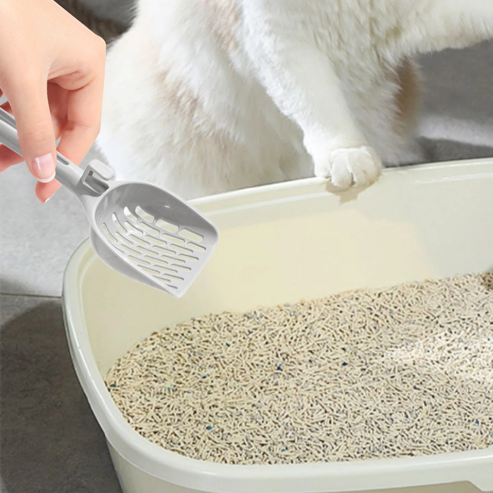 Cat Litter Scooper Deep Shovel Cats Litter Tray Sifter Sand w/ Long Handled Litter Boxes Scooper Pets Supplies for Cat Pet