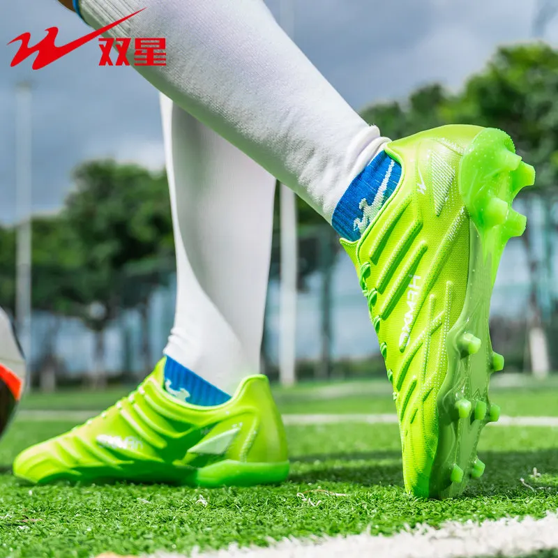 Durable TF Turf Soccer Cleats Reinforced Toe Cap Shock Absorbing Sole Unisex Football Shoes for Training and Recreational Games