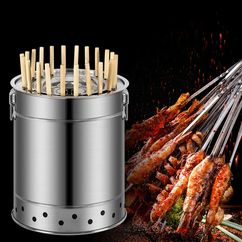 high-quality-portable-stainless-steel-barrel-type-bbq-grill-roasts-smokeless-grills-for-camping