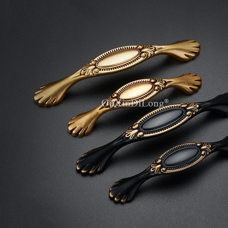 Retro 10PCS Pure Brass European Furniture Pull Handles Drawer Pulls Cupboard Wardrobe Dresser Shoe Kitchen TV Cabinet Pulls Pens