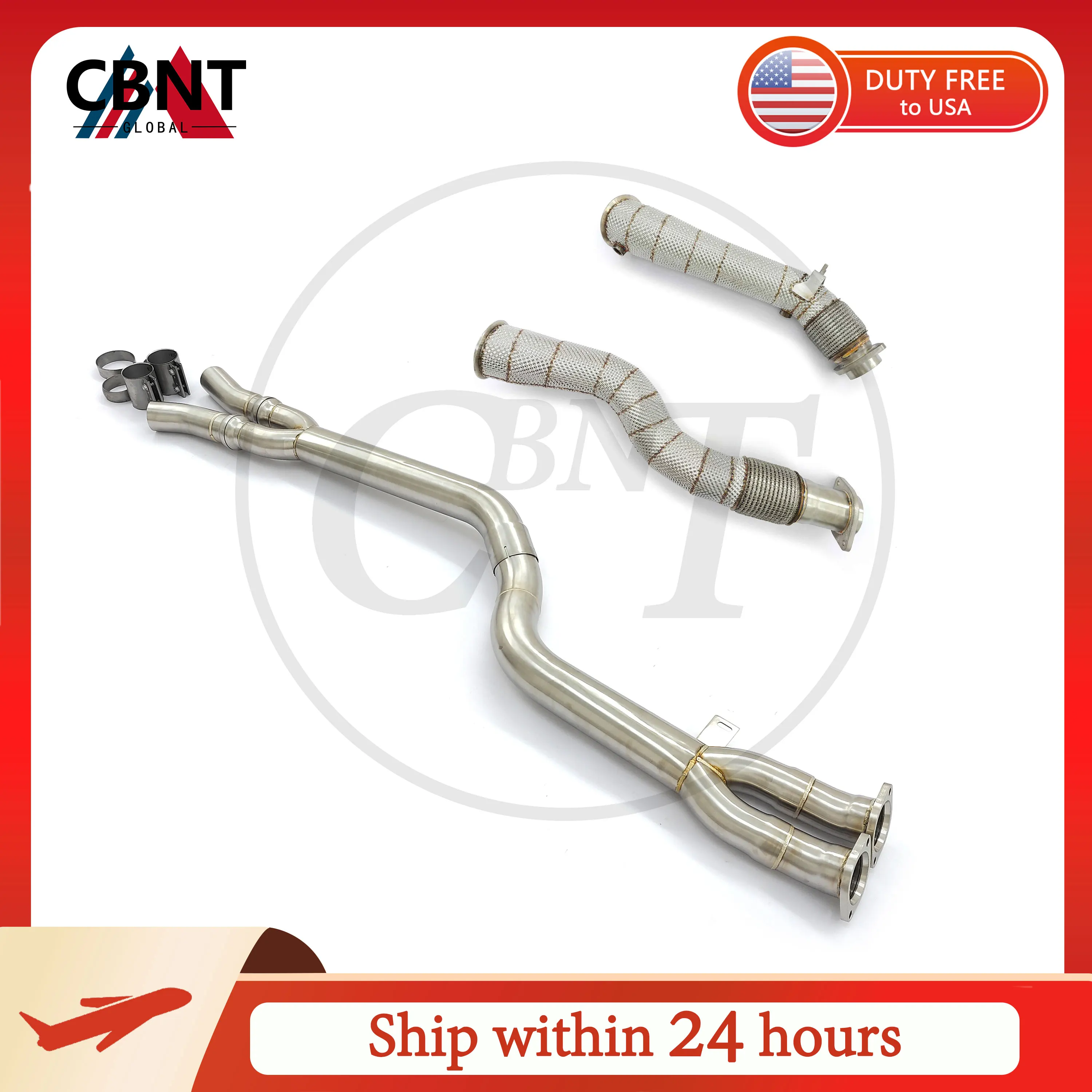 

CBNT Middle Pipe and Catless Downpipe for BMW X3M F97 X4M F98 3.0T Single Midpipe 89mm/3.5inches SS304 Performance Exhaust Pipe