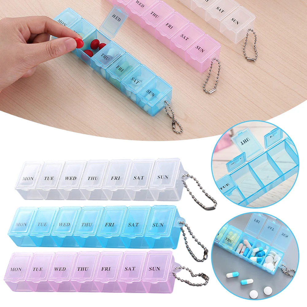 Weekly Pill Organizer Cases Pill Box Transparent Medicine Box With 7 Grid Medicine Box for One Week Medicine Box Sealed Storage