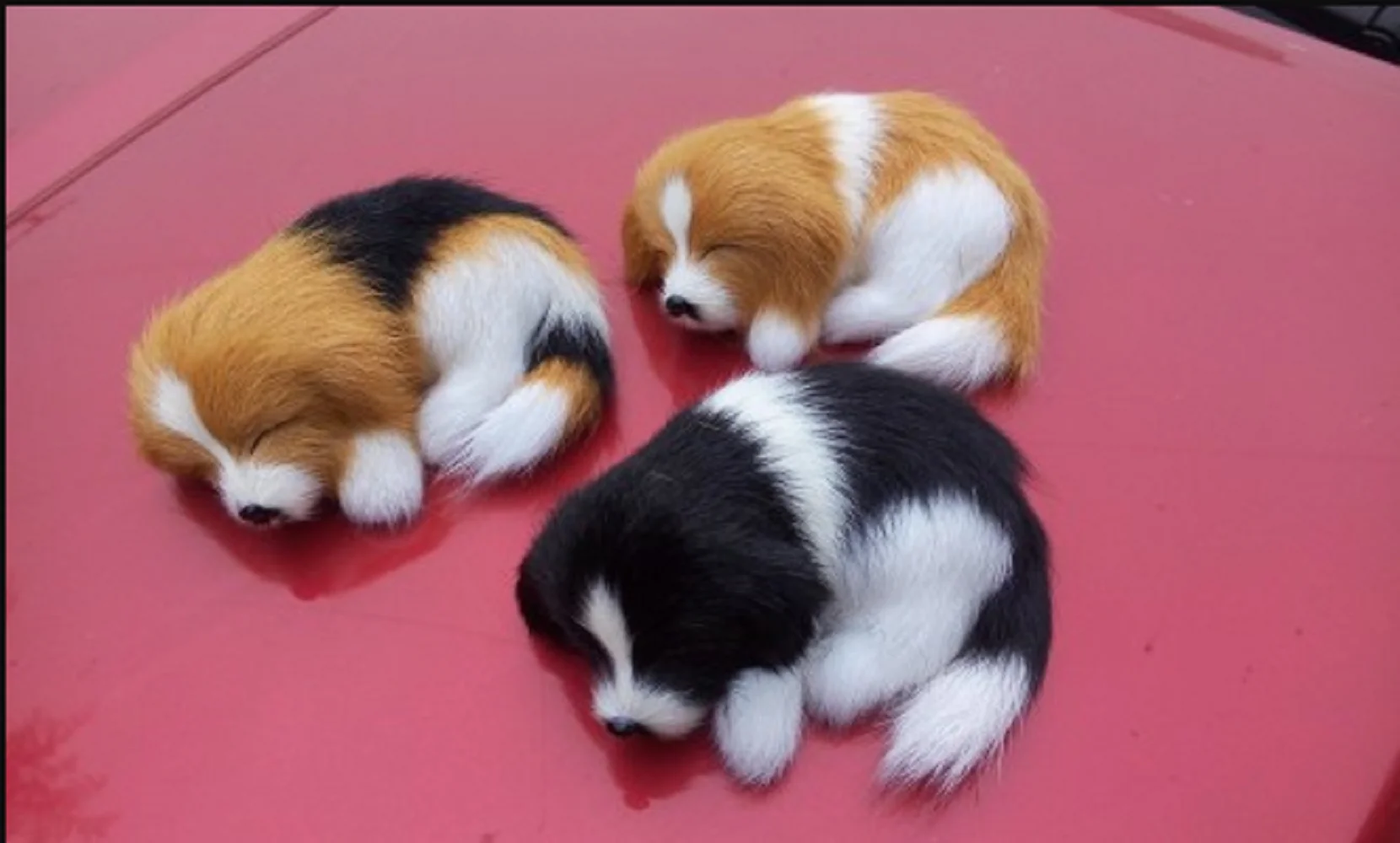 3 pieces a lot mini simulation dog toys lifelike sleeping dog dolls about 10x7.5x4.5cm