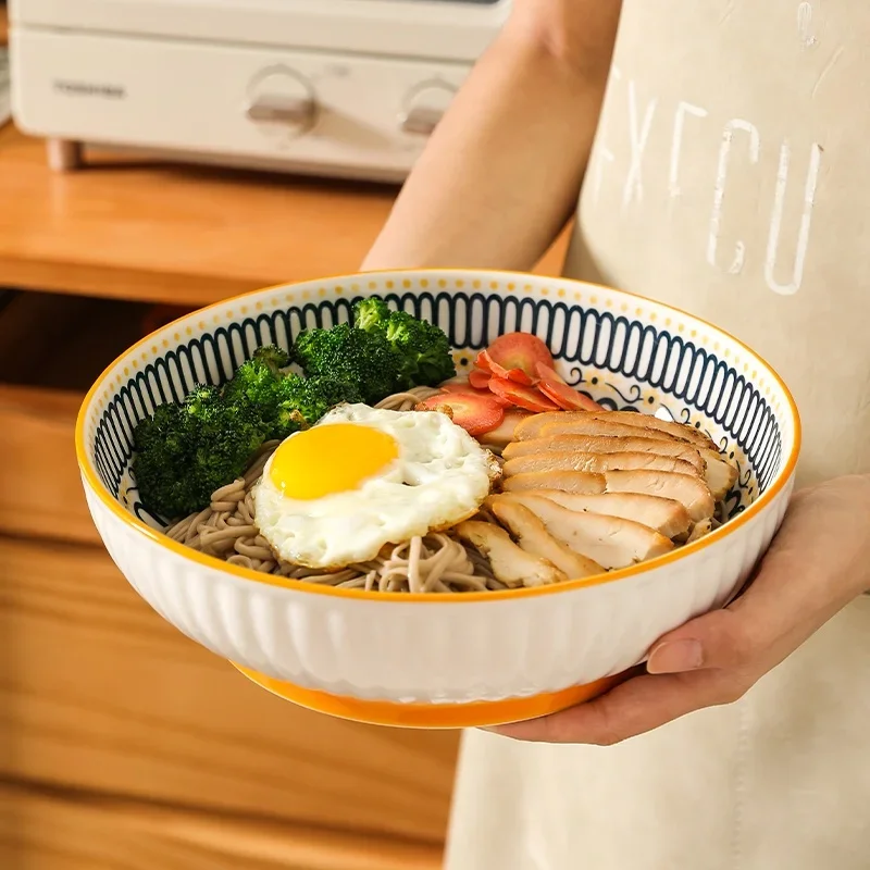 Nordic Style Ceramic Soup Bowl Large Size for Home Use Suitable for Hot Pot And Fish in Vinegar Sauce Also Great for Blood An...