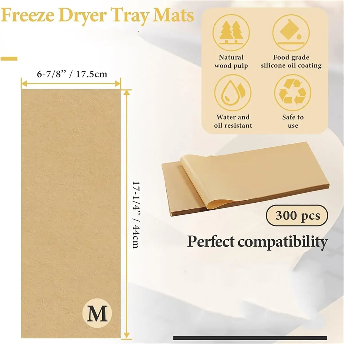 Home Tool 300 PCS Freeze Dryer Tray Mats for Dryer - Freeze Dryer Parchment Paper Set for Medium Trays 17