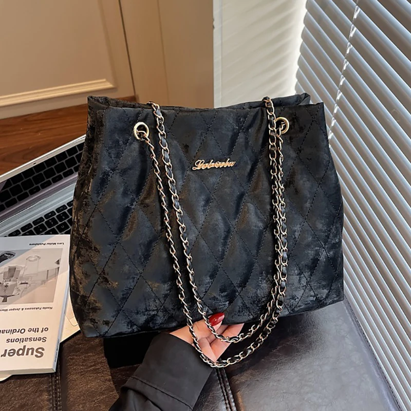 

Новая женская сумка на цепочке, сумка на одно плечо, кожаная сумка, пригородная сумка через плечо, повседневная сумка-ведро с цепочкой, большая сумка-ведро Capaci