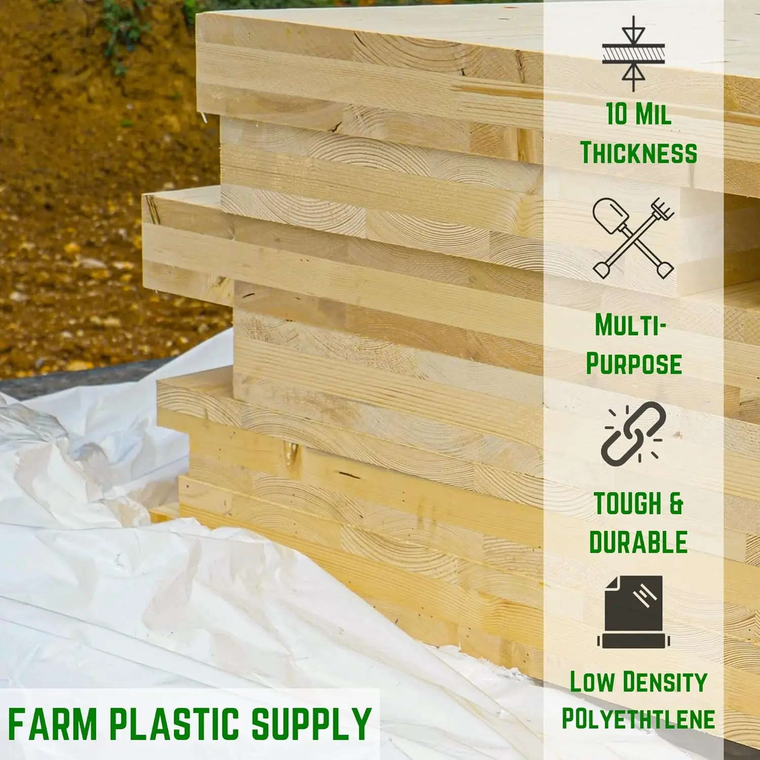 Farm Plastic Supply - White Plastic Sheeting - 10 mil - (10' x 100') Thick Plastic Sheeting, Heavy Duty Polyethylene Film