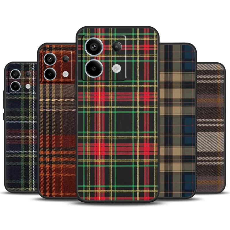 Scottish Plaid Warm Plaid Case For Xiaomi Redmi Note 13 11 9 10 12 Pro Plus 9S 10S 11S 12S Redmi 13C 9C 10C 12C Cover