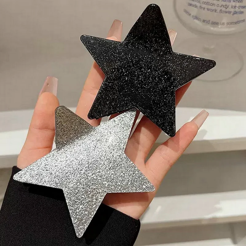 Irregular Shiny Star Hairpin Spring Clip Sweet Cool Super Flash Pentagram Hair Clips for Women Girls Hair Accessories