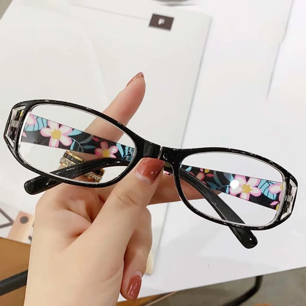 

Очки для чтения из сплава для пожилых людей с цветочным принтом, складные очки для ПК для дальнозоркости, декоративные легкие очки с защитой от Blu-ray