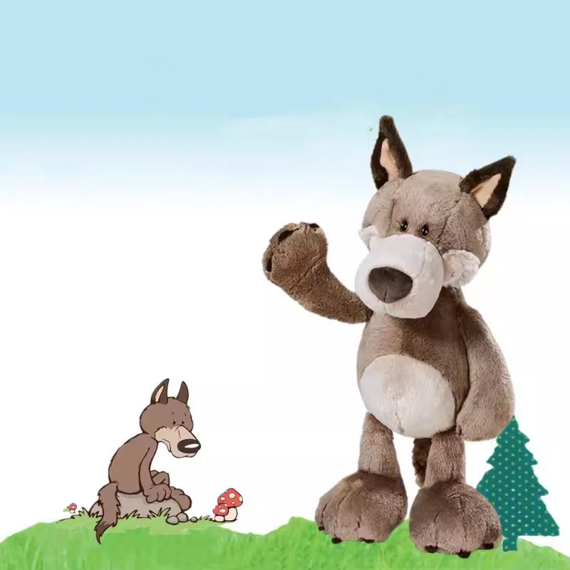 NICE-Wolf Woody Kissen Peludo Amigos da Floresta, Boneca de pelúcia, Desenho animado Modelo animal, Pai, Mãe, História de dormir, Garoto, Menina, Presente de aniversário