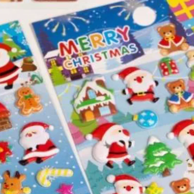 

1/4Pcs Christmas Puffy 3D Stickers Cute Cartoon Scrapbooking DIY Journaling Diary Decoration Stationery Stickers School Supplies
