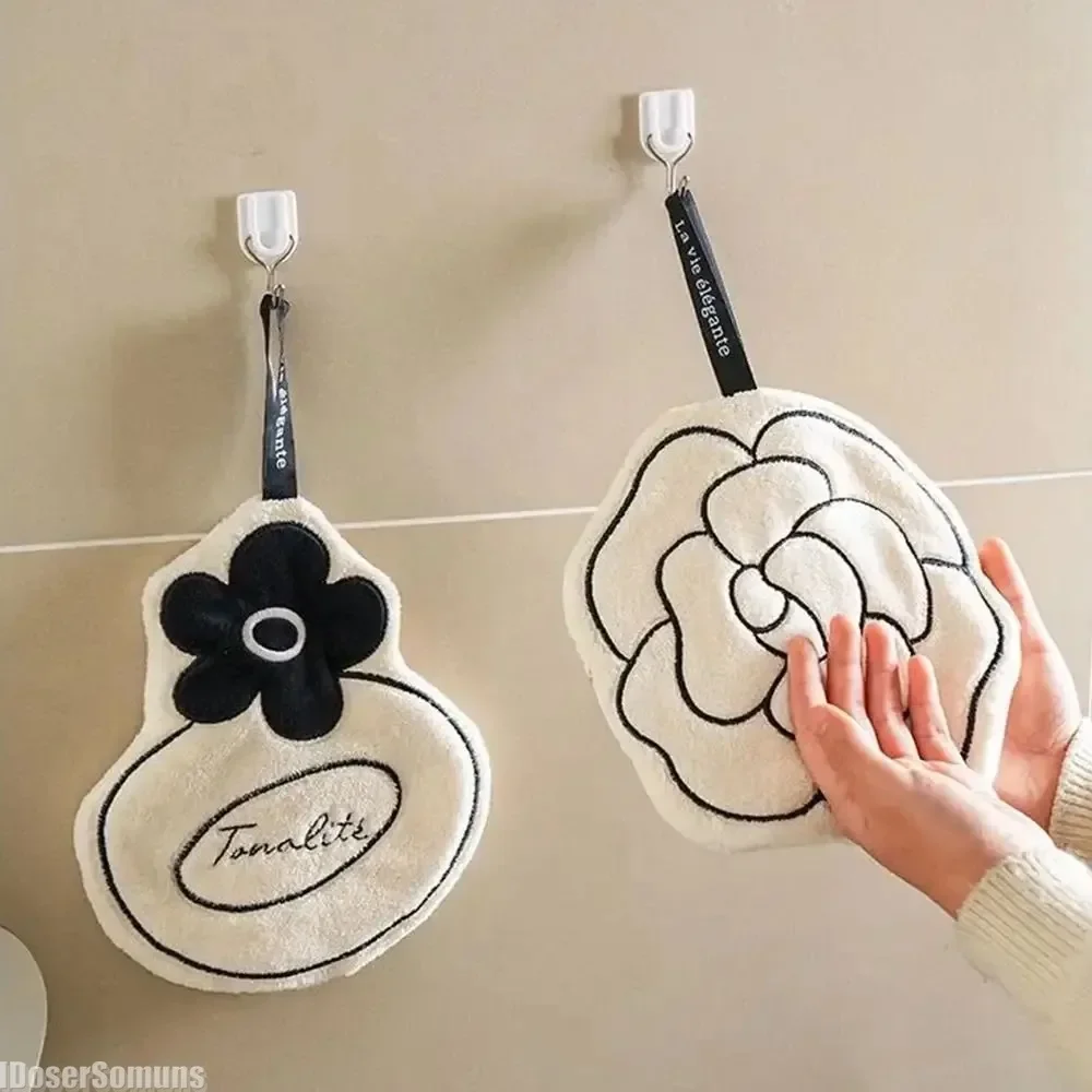 Toalla de mano de doble grosor para colgar en el hogar, toalla de mano absorbente conveniente de secado rápido, alfombrilla para pies de cocina y