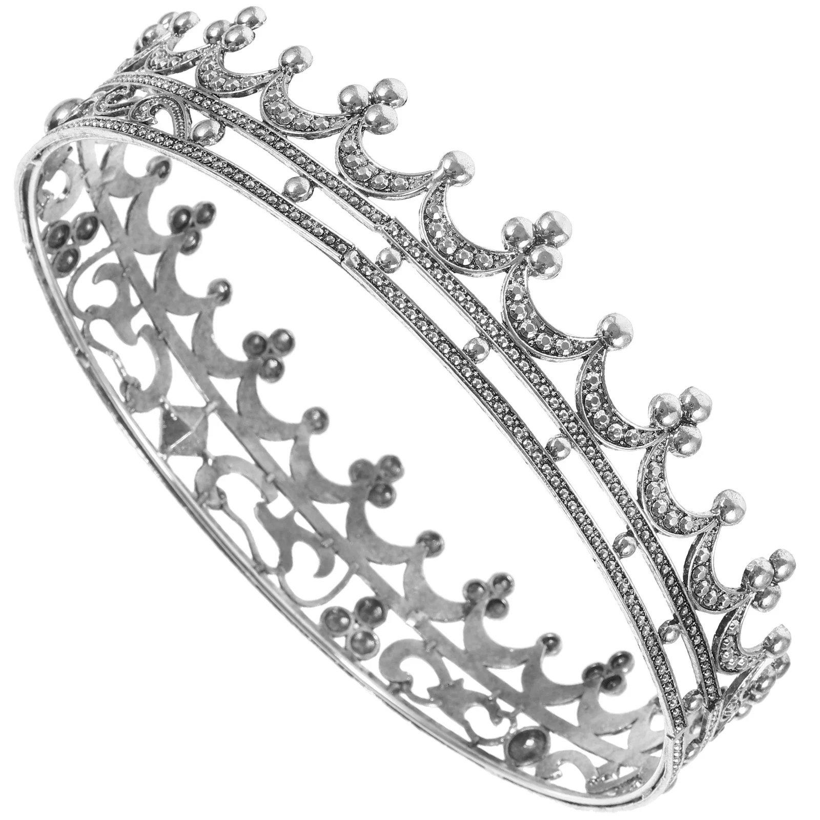 メンズメタルクラウンラインストーン耐久性のあるヘッドドレス小道具パーティーコスチュームクラウン男性用ハロウィンコスプレプロムアクセサリー男性用