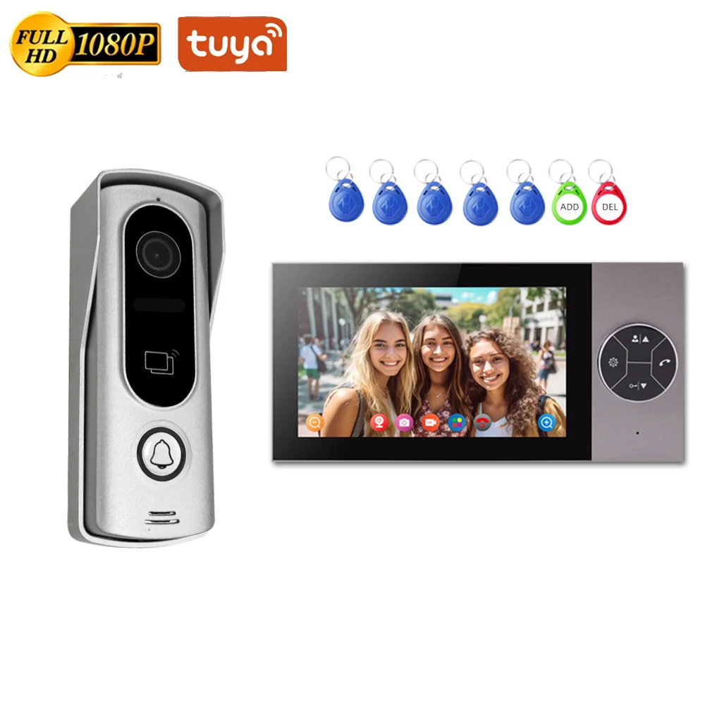 1080P Smart WiFi Video Türklingel Video intercom System Tuya Smart Tür Telefon AHD Touch Key Monitor Tür Handy kits