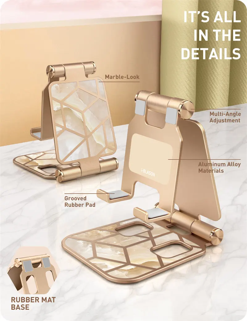 Adjustable Cell Phone Stand Holder I-Blason Phone Dock Multi Angle Compatible with Smart Phone For iPhone For Android Smartphone