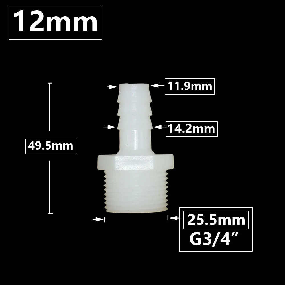 3/4 인치 수나사 10/12/14/16/18/20/25mm 호스 바브 커넥터 피팅 관개 용 워터 튜브 커플러 조인트