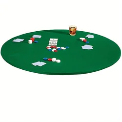 Felt Poker Table Cover Round Fitted 36-48in Stretch Fit Green Felt Card Table Cover Table Cloth Protector for Mah JongPoker