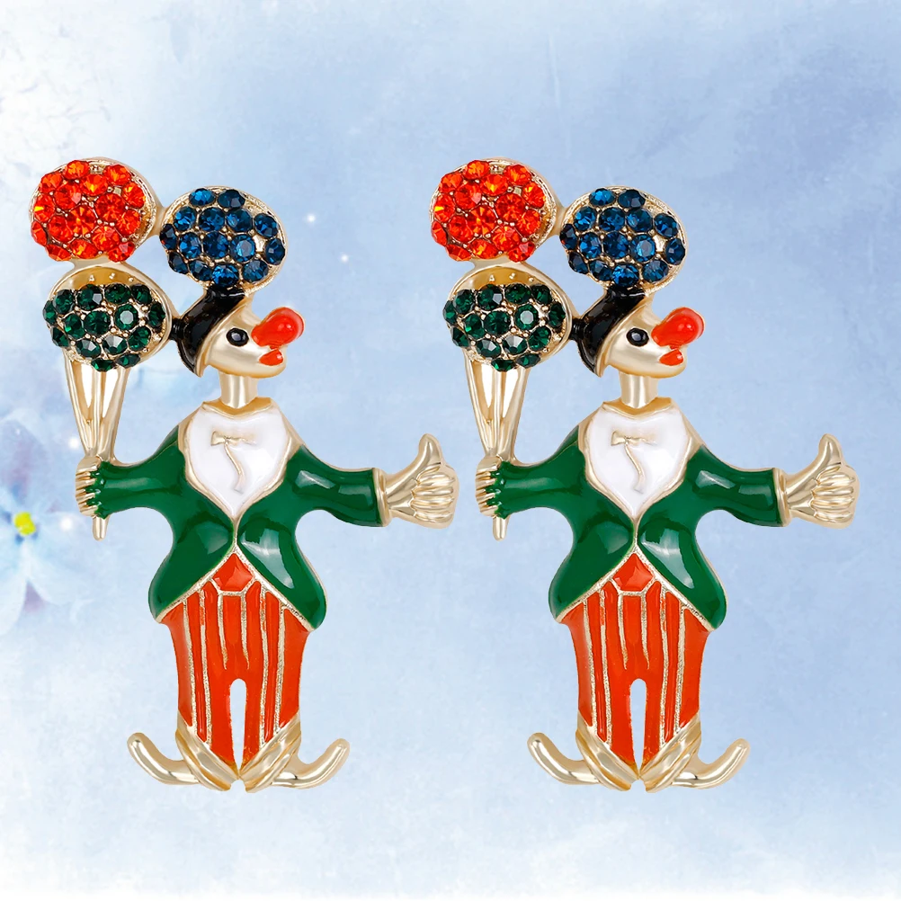 

2pcs Brooch Women Clown Shaped Pearl Decor Pin Badge For Dress Collar Accessory Lovely Breastpin Gift Christmas Valentine Party