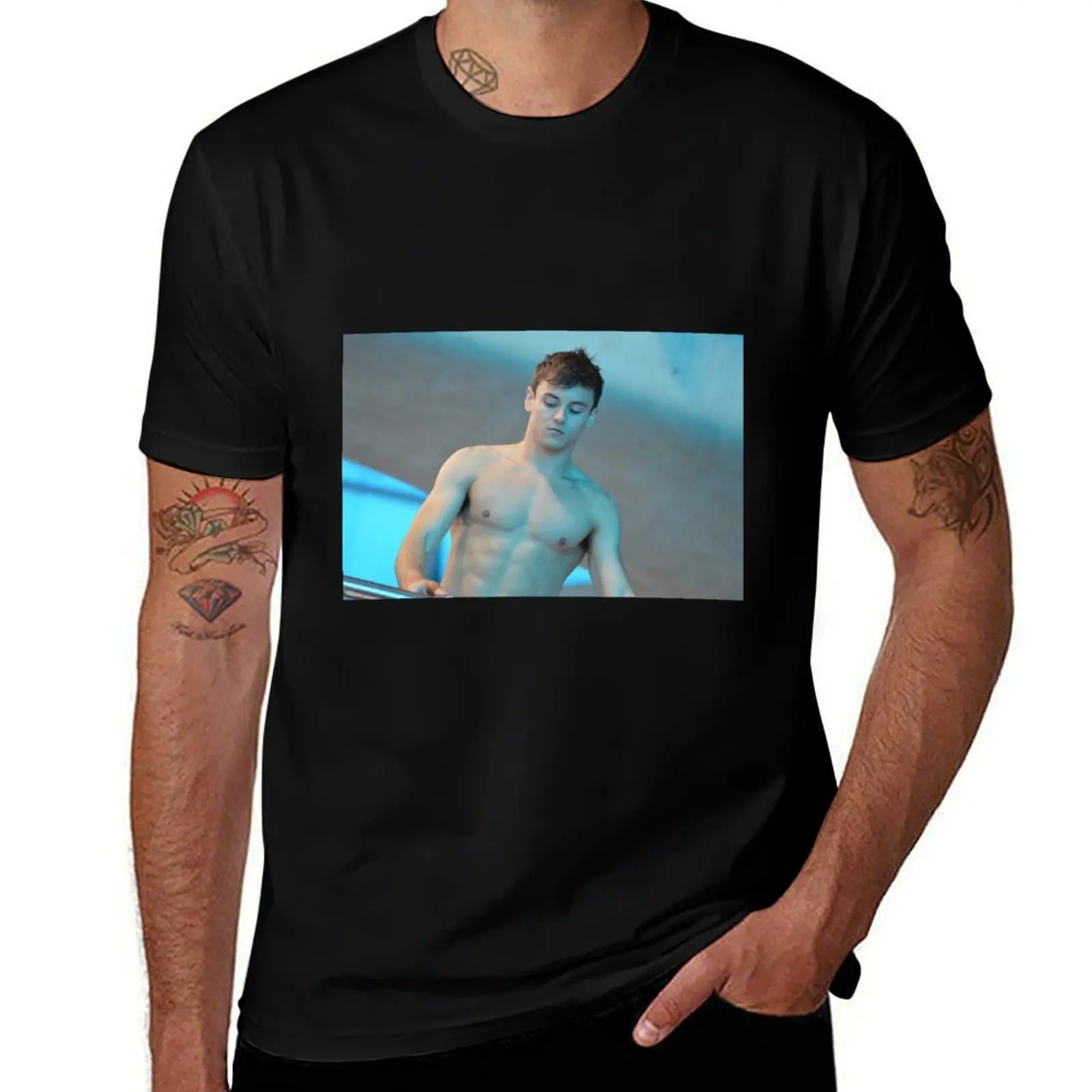 Tom Daley 2016 with GB towel T-Shirt Big Size Short Sleeve Casual Top T-Shirt