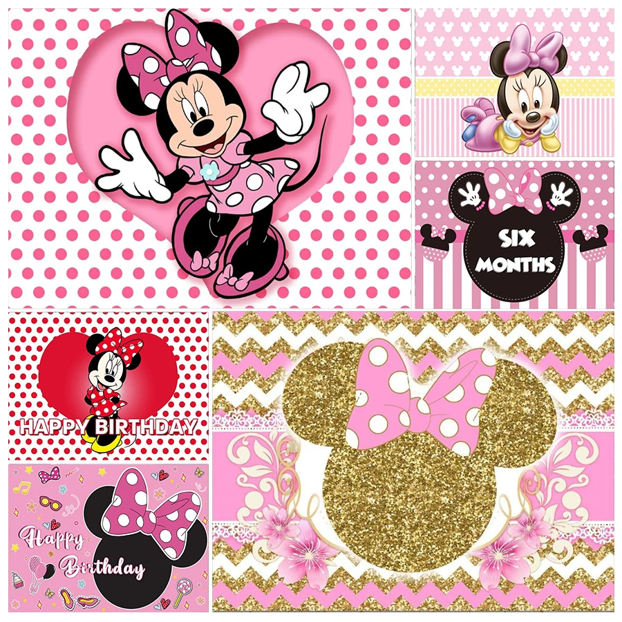 

Pink Cartoon Mouse Backdrop for Girls 1st 2nd Birthday Party Glitter Photography Backdrop Mouse Birthday Baby Shower Background