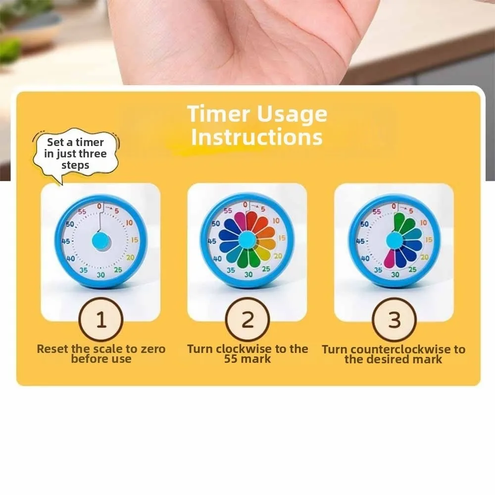 Timer visivo meccanico Conto alla rovescia magnetico da 60 minuti Sveglia Autodisciplina Timer Promemoria Bambini Studio Timer Esercizio