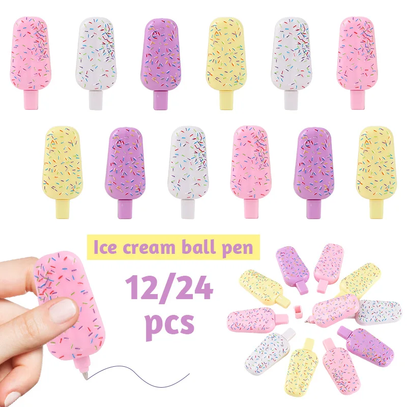 

12/24Pcs Mini Ice Cream Pen for Kids Boy Girl Birthday Party Favors Pinata Fillers School Prizes Christmas Gift Wedding Souvenir