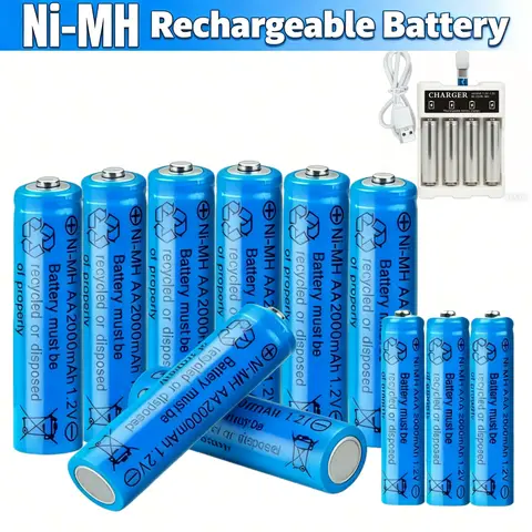 AA AAA 2000mAh 1.2V 1-60 PCS Battery Rechargeable 2A 3A Ni-MH Batteries With Quick Charger For Toys Mouse Keyboard Flashlights