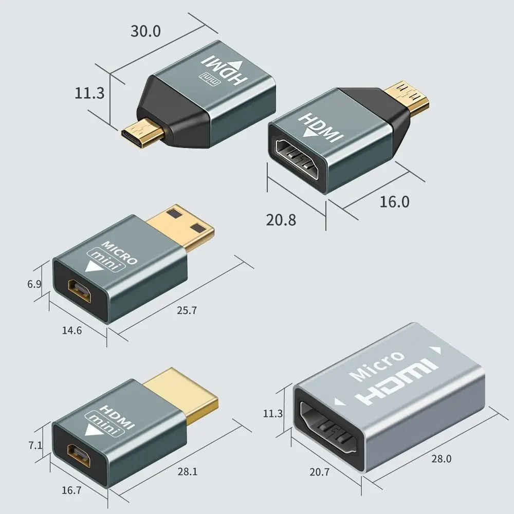 For PC TV Monitor Audio Video transmission Aluminium Alloy Mini Micro HD to HDMI-compatible Converter HDTV-Compatible Adapter