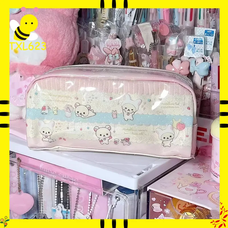 

Милый пенал Rilakkuma Sweet Dream Collection, водонепроницаемый, из ПВХ, большой вместимости, для хранения канцелярских принадлежностей, для школьников