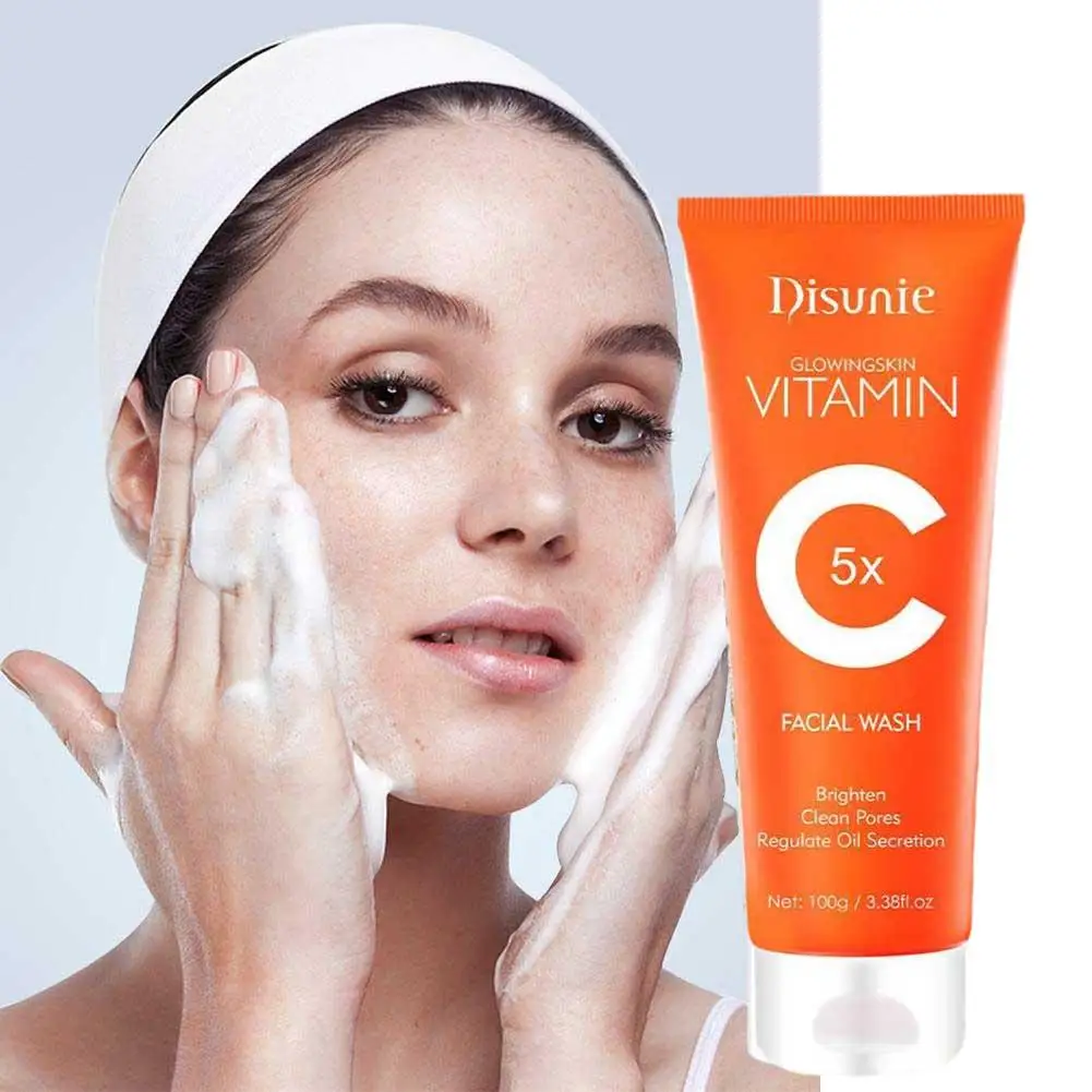 Vitamin C Facial Cleanser Face Wash Foam skincare Moisturizing Skin Rejuvenation Cleanser Skin Face Care Brightening Y6L3