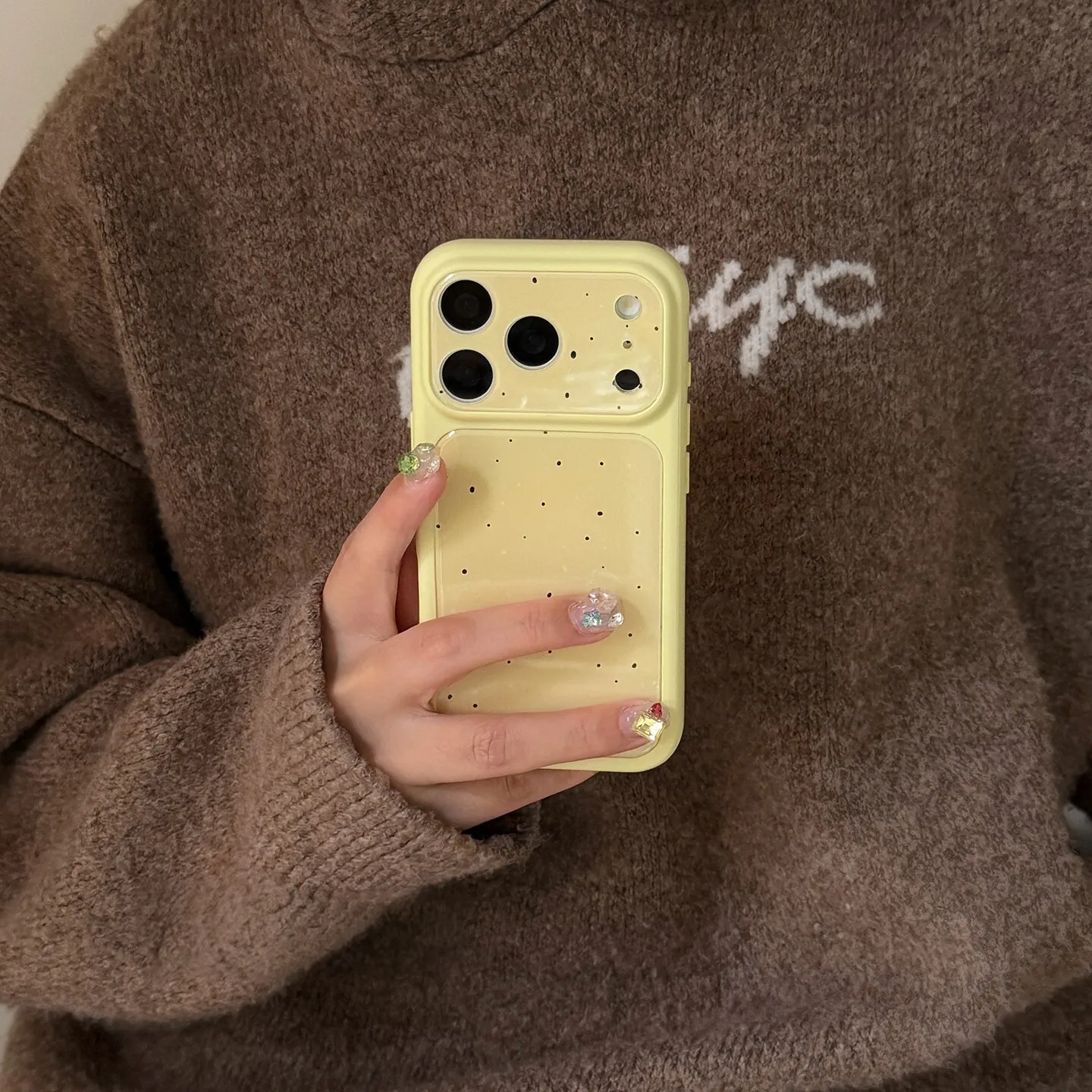 Funda Simple Splash Ink para Teléfono Móvil Apple 17 Pro Max, Color Crema Amarillo Sólido