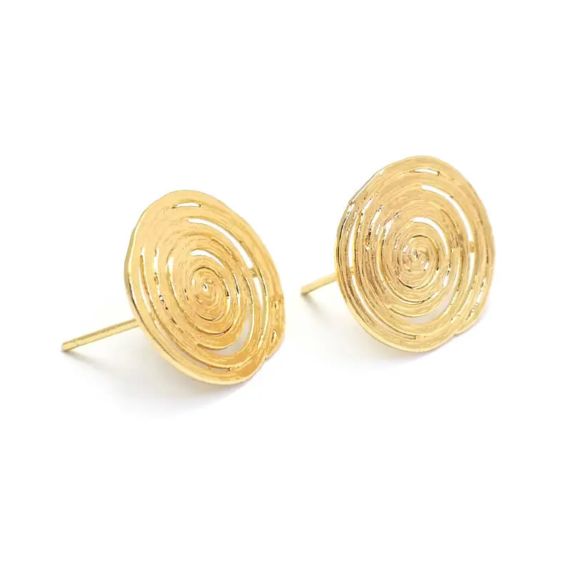6PCS 18K Gold Color Brass Roll Pattern Stud Earrings Pins High Quality Diy Jewelry Making Earrings Accessories for Women