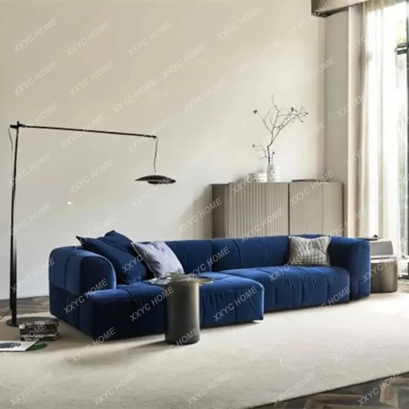 Vintage fabric sofa, deep blue casual modern living room modular combination, both large and small