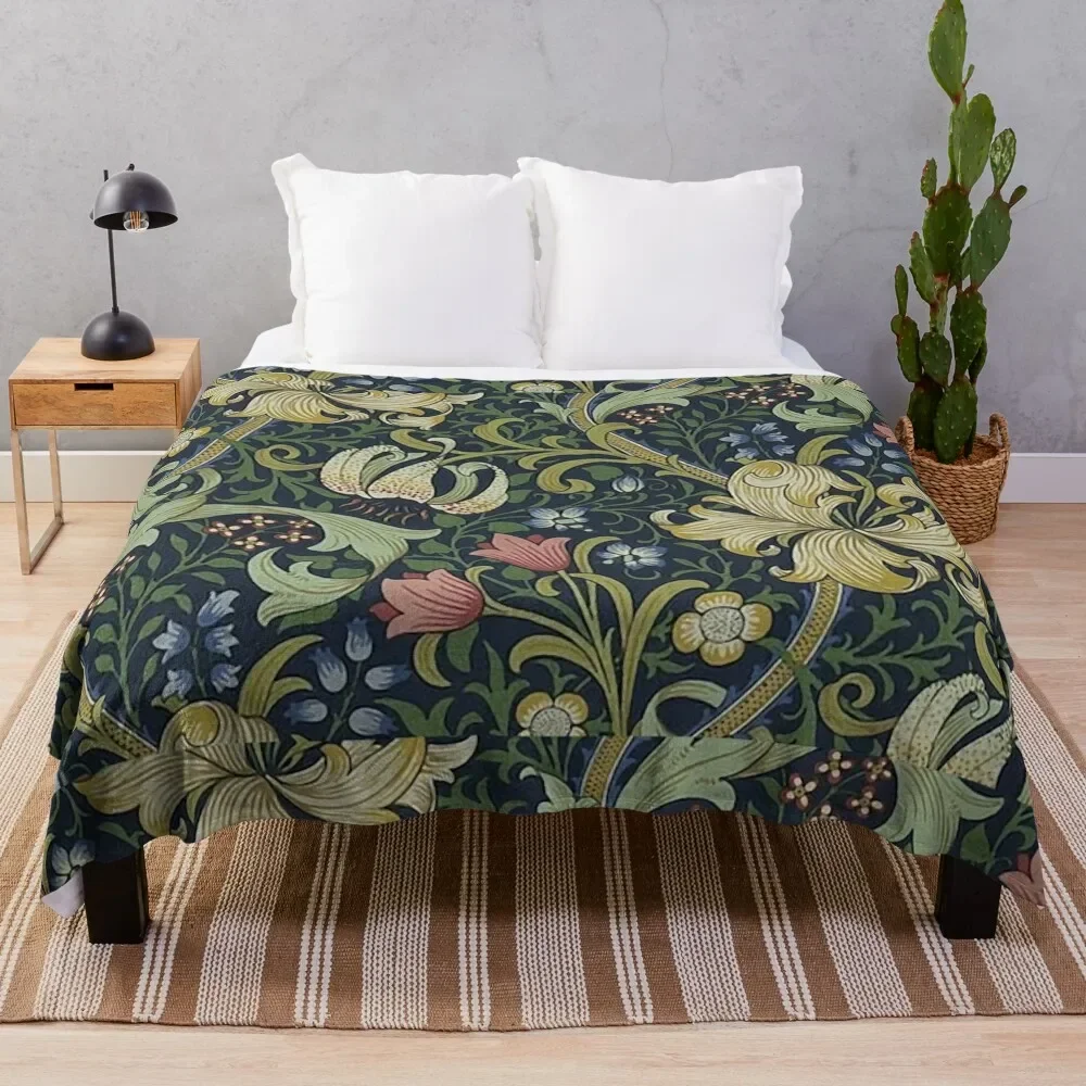 

William Morris Golden Lily pattern Throw Blanket Multi-Purpose Single Sofas Blankets