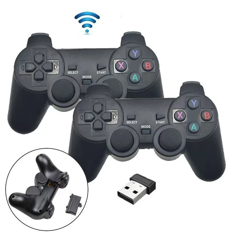 One-to-Two 2.4G Wireless Dual-Player Game Controller Compatible with PC, Android TV, and PlayStation 3 Gaming Consoles