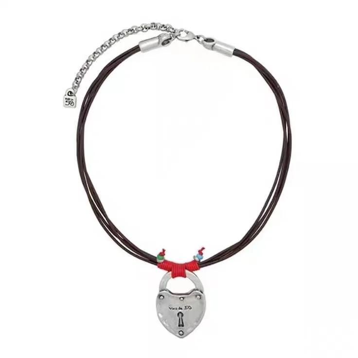 YS  Leather bead necklace Silver clasp fashion with logo wholesale European fashion gift UNODE