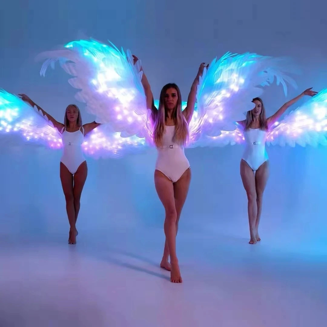 

Stage Show Angel Feather Wings Parade Costume LED Magic Light GOGO Performance Props