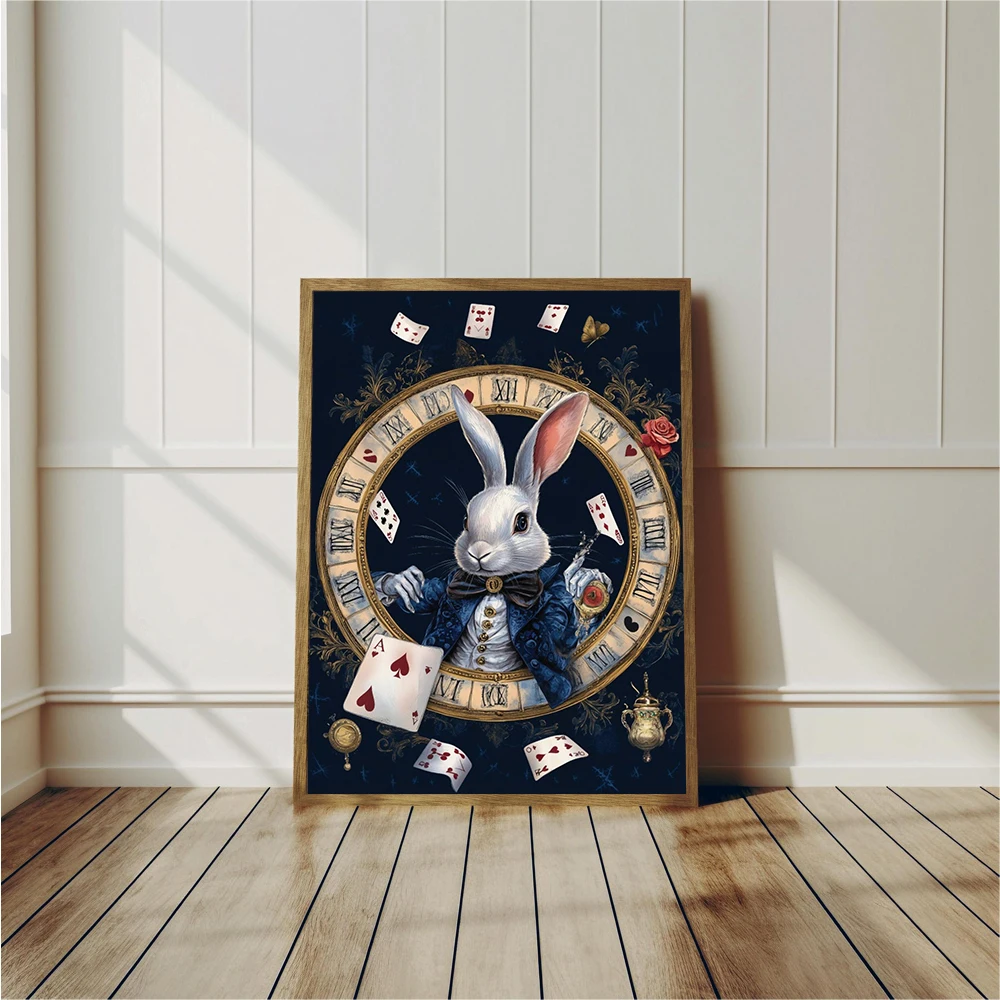 Alice in Wonderland Poster Classic Fairy Tale Stories Prints Canvas Painting Rabbit Wall Art Home Room Vintage Spring Decoration