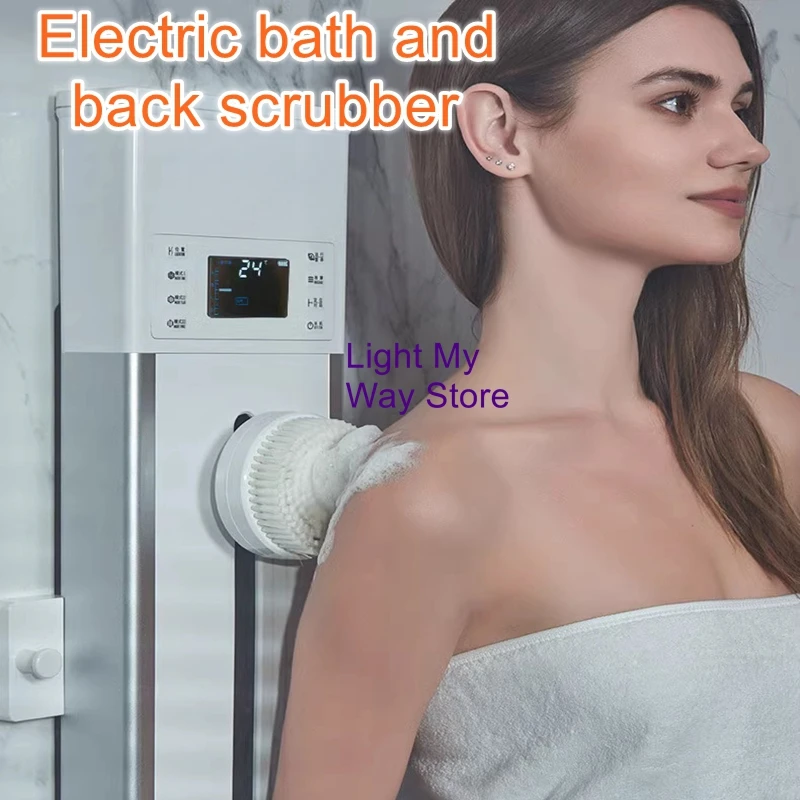 Wall mounted electric shower brush, back rubbing device automatic mud rubbing machine soft hair lazy person scrubbing device