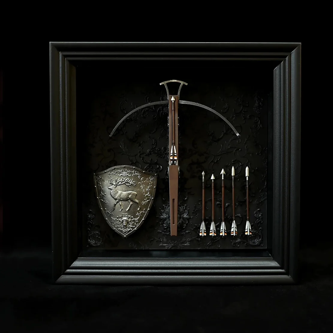 Medieval Crossbow Photo Frame Epoxy Resin Handmade Hand-Painted Desktop Decor Figurine Ornament