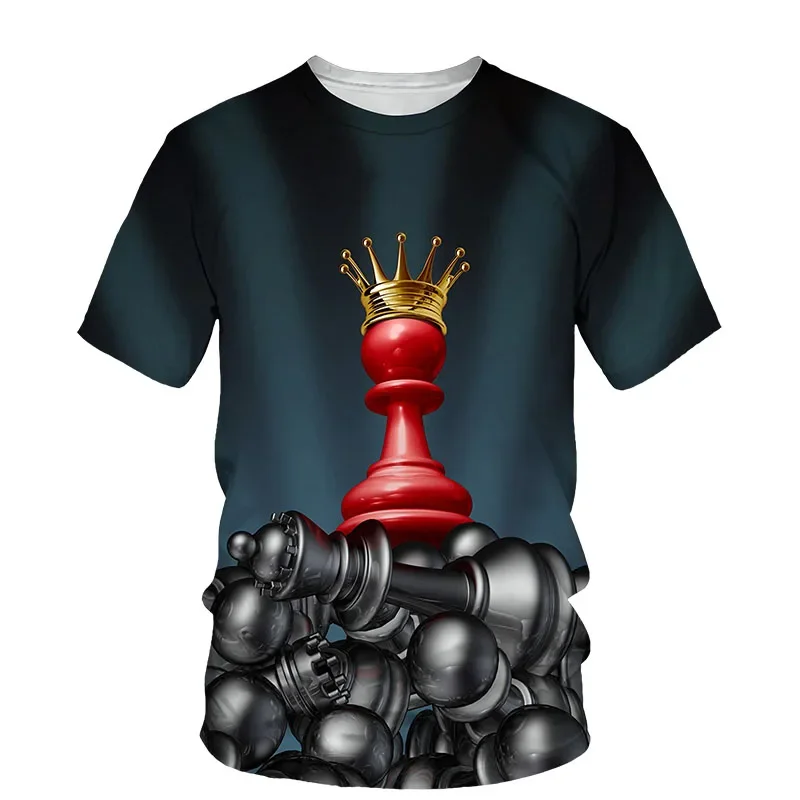 Vintage Fun Chess Graphics 3D Printed Quick Dry Breathable Sport Men's Plus Size Round Neck T-shirt Camiseta Deportiva Hombre