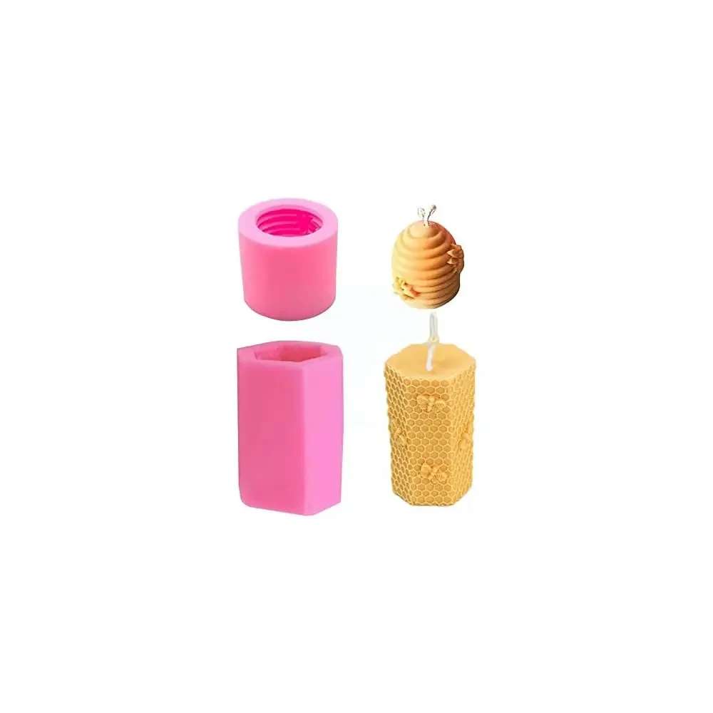 

2pcs Bee Honeycomb Candle Silicone Beehive Molds for DIY Homemade Beeswax Candle Soap Hand Lotion Bars Fondant Candy Making C