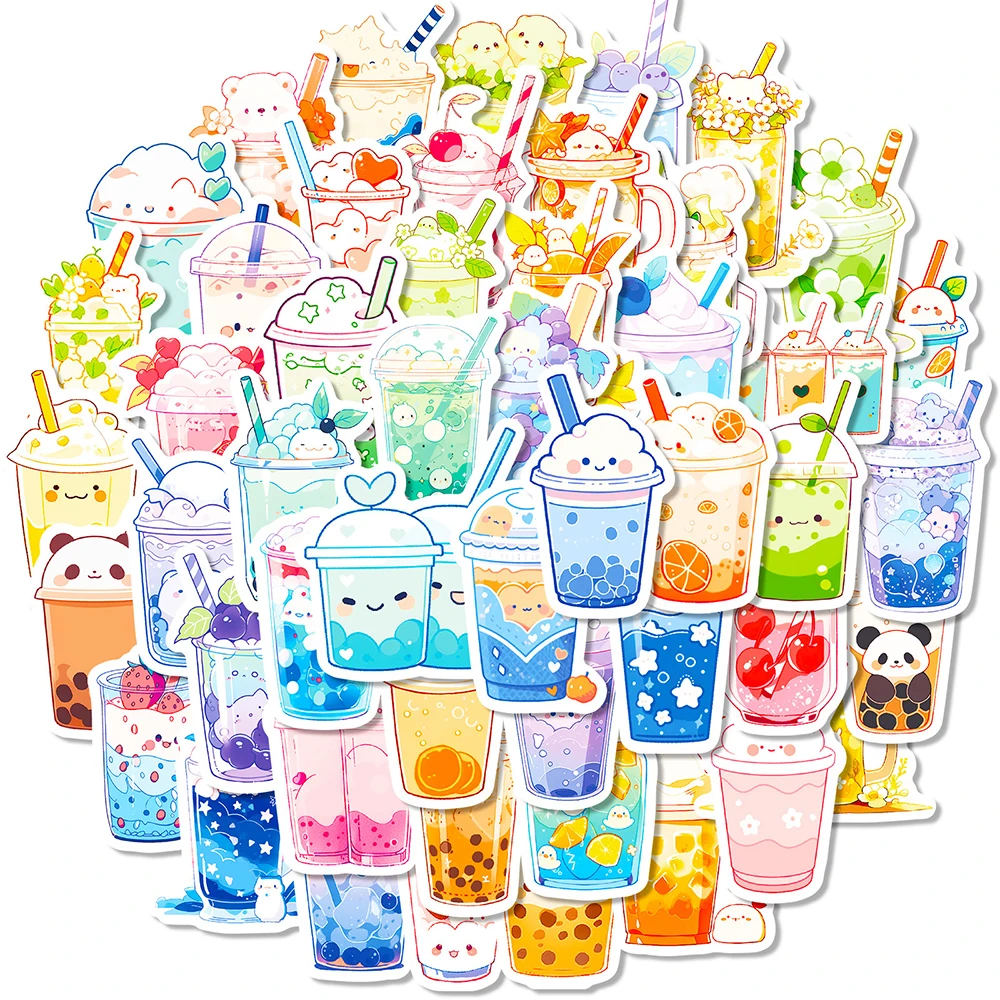 10/30/50PCS Kawaii Pearl Milk Tea Stickers for Laptop Phone Luggage Waterproof Boba Bubble Teas Graffiti Decal Sticker Wholesale