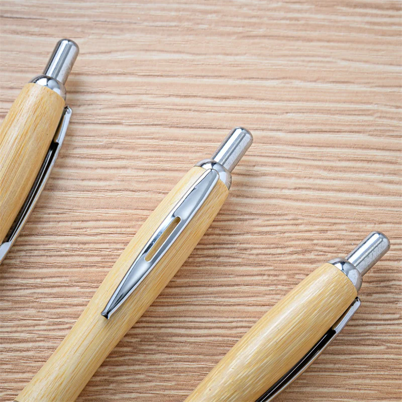 Stylo en bois de bambou en forme de gourde créative, pointe de 1.0mm, écriture d'étudiant, signature d'entreprise, papeterie de bureau, fournitures scolaires