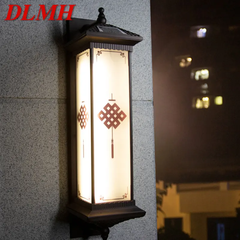 

DLMH Solar Wall Lamp Outdoor Creativity Chinese Knot Sconce Light LED Waterproof IP65 for Home Villa Balcony Courtyard