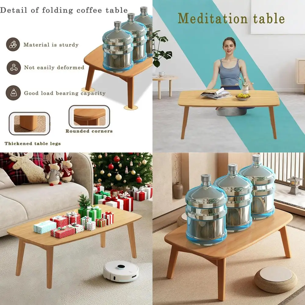 

Portable Bamboo Folding Table for Japanese Tatami, Ideal for Tea Ceremonies, Meditation, and Dining - Easy Storage, No Assembly