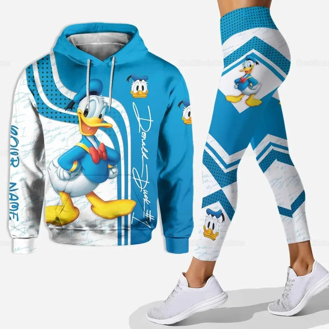 

Personalized Disney Donald Duck3D Hoodie Women's Hoodie Yoga Pants Set Disney Yoga Leggings Hoodie Fashion Sports Suit For Women